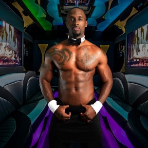 Party Bus airport pick up with male stripper